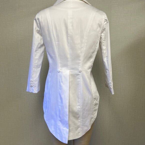 NWT Deadstock 2000s Tuxedo Style Tails White Open Jacket Coat Medium - Picture 3 of 3